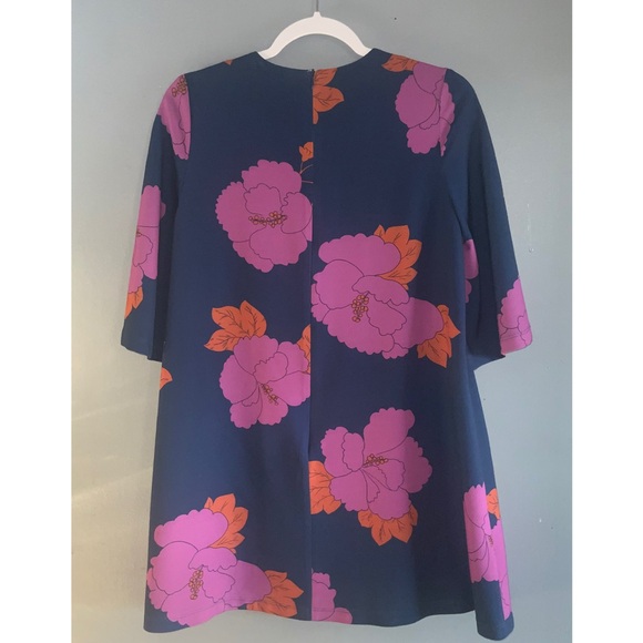 Dodo Bar Or Navy Lilac Orange Tunic Floral Design 1/2 Sleeve Contemporary M - Picture 3 of 8